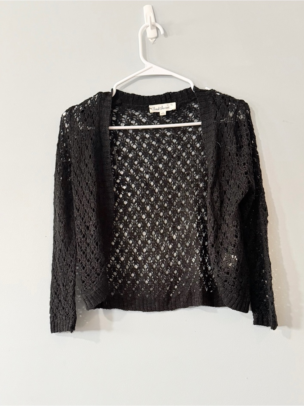 Cloud Chaser Open-Knit Black Women's Cardigan